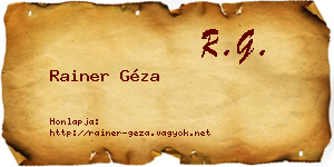 Rainer Géza névjegykártya